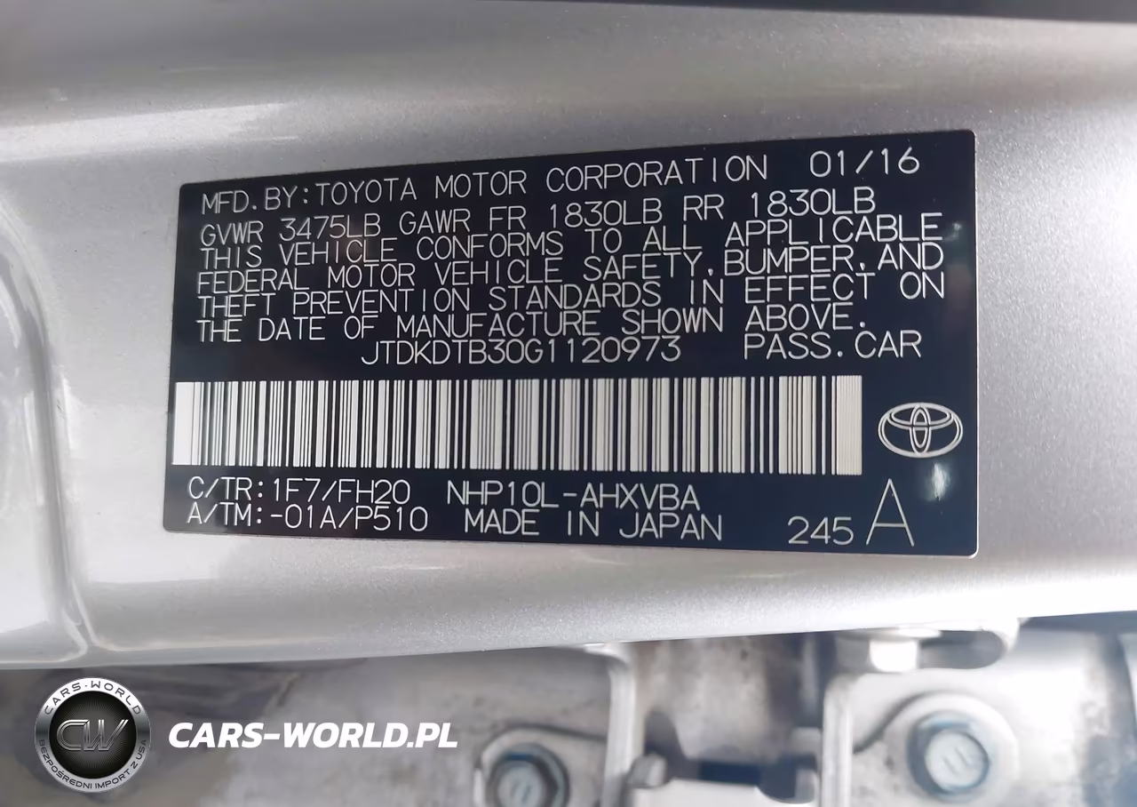2016 Toyota Prius C One VIN:JTDKDTB30G1120973 - 9