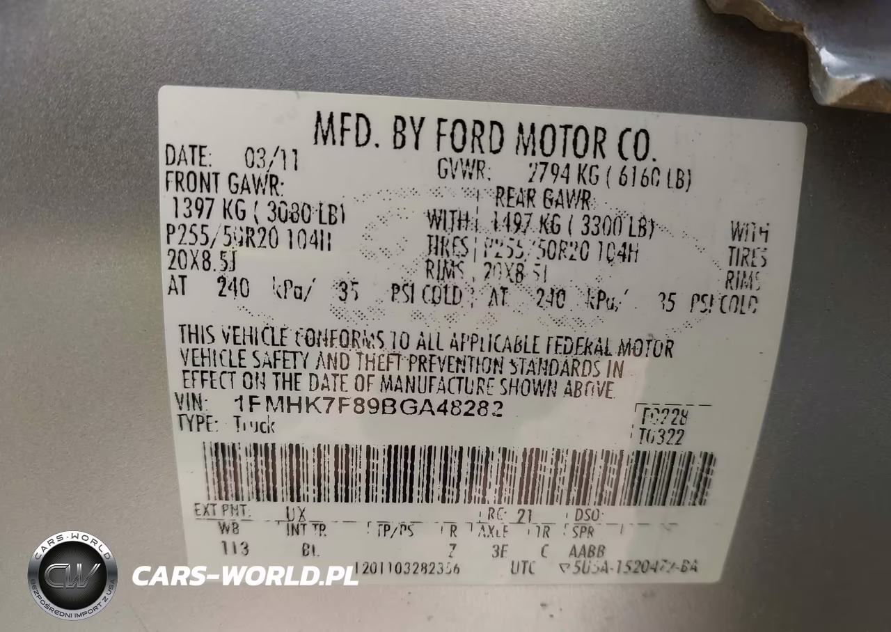 2011 Ford Explorer Limited VIN:1FMHK7F89BGA48282 - 9