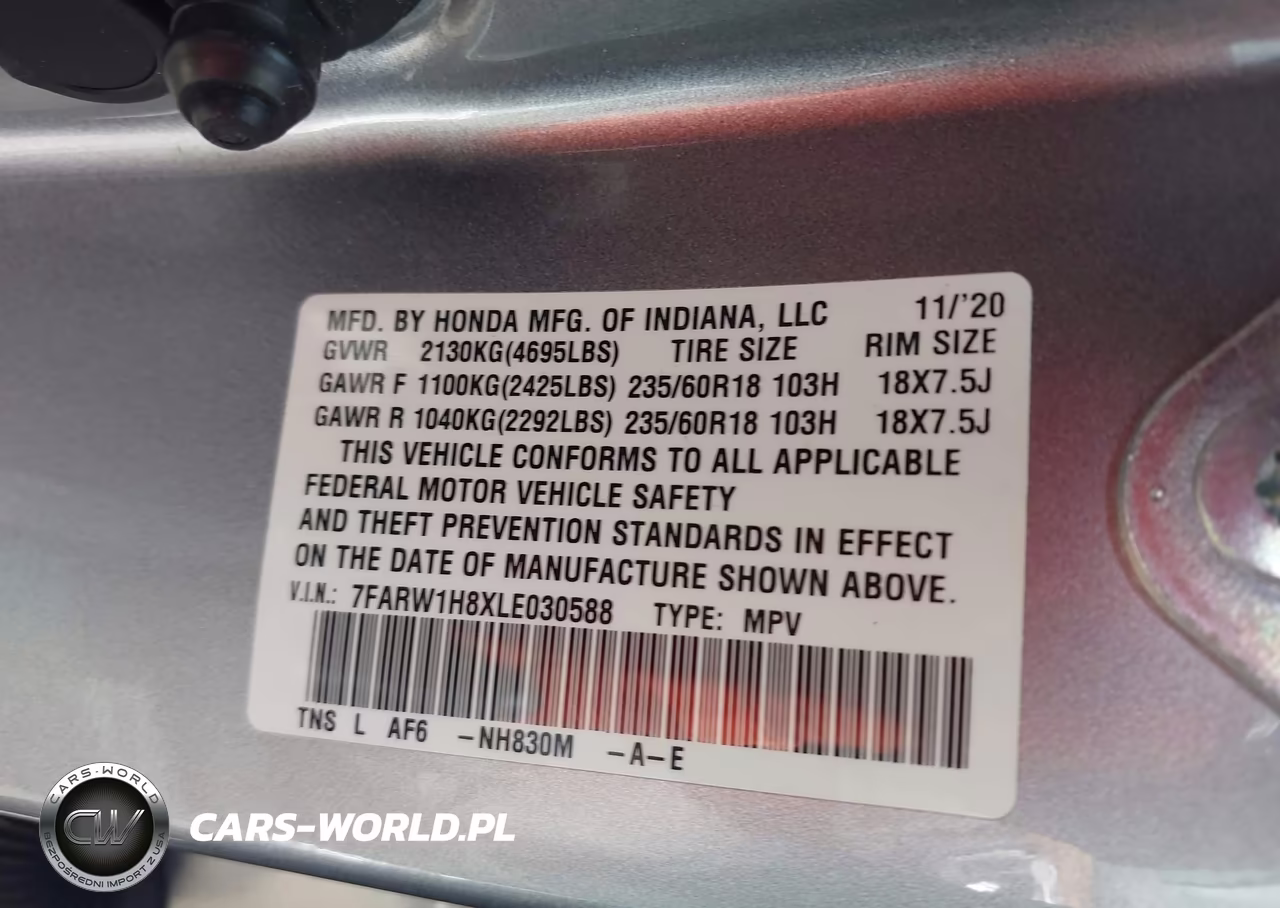 2020 Honda Cr-V 2Wd Ex-L VIN:7FARW1H8XLE030588 - 9