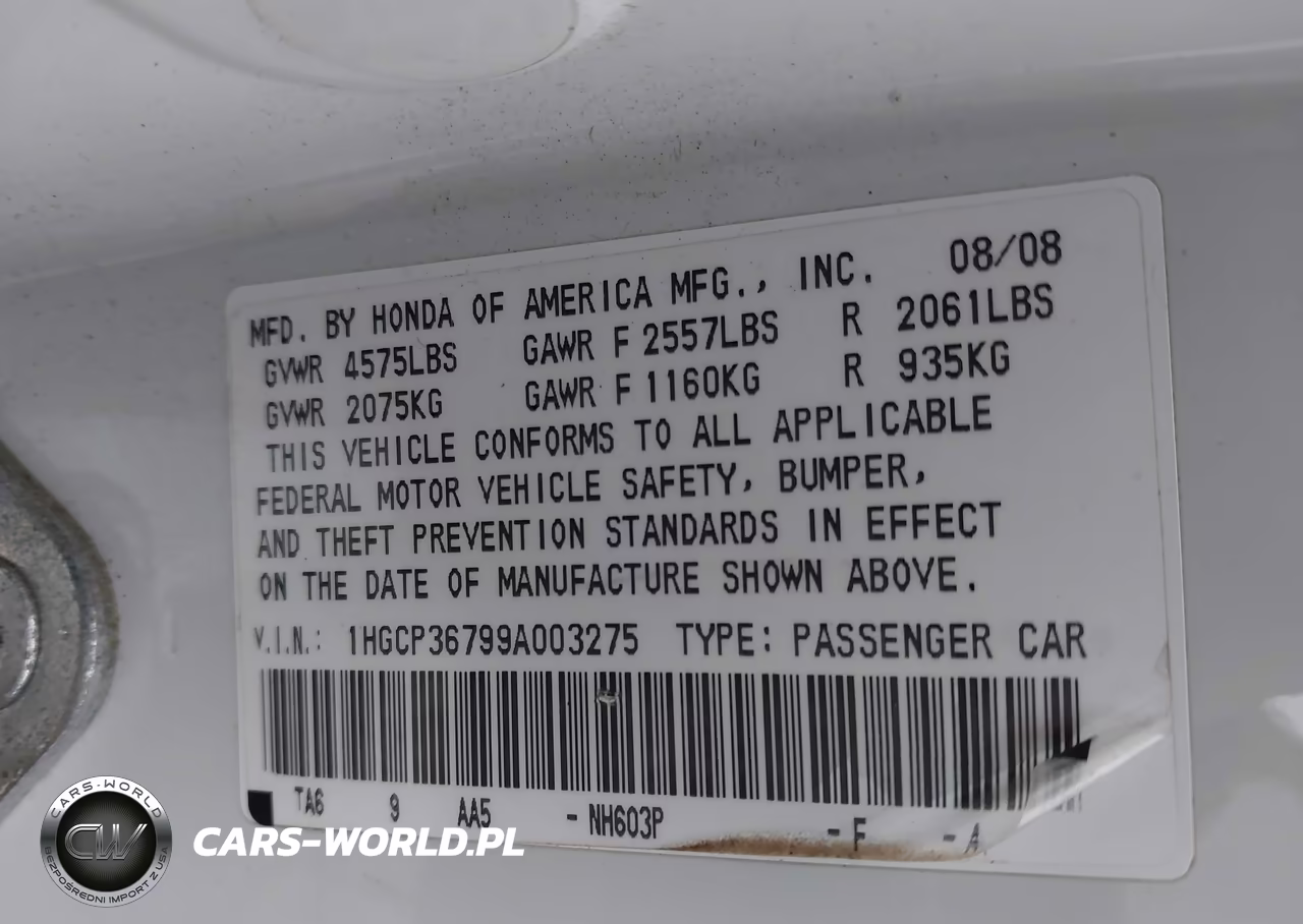 2009 Honda Accord 3.5 Ex VIN:1HGCP36799A003275 - 9