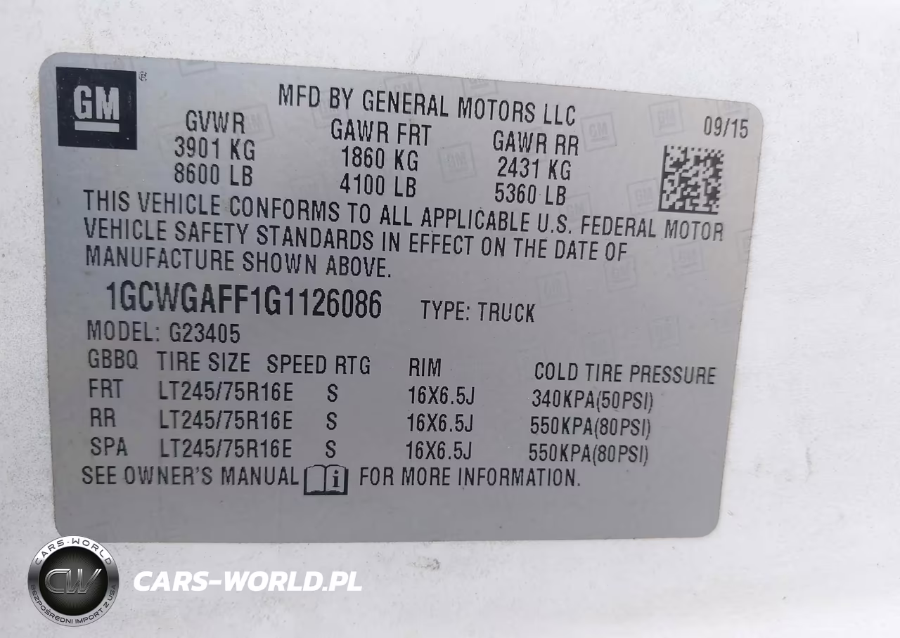 2016 Chevrolet Express 2500 Work Van VIN:1GCWGAFF1G1126086 - 9