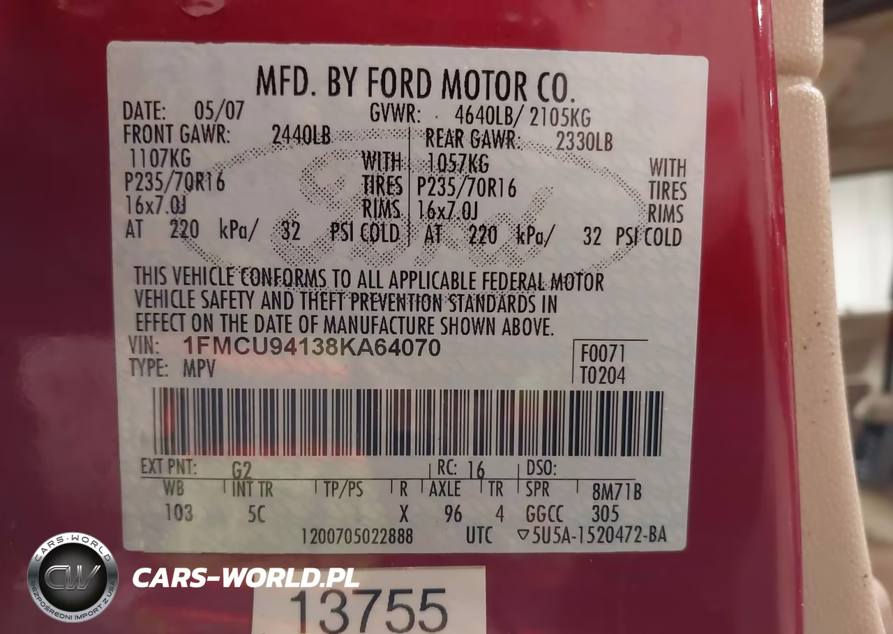 2008 Ford Escape Limited VIN:1FMCU94138KA64070 - 9