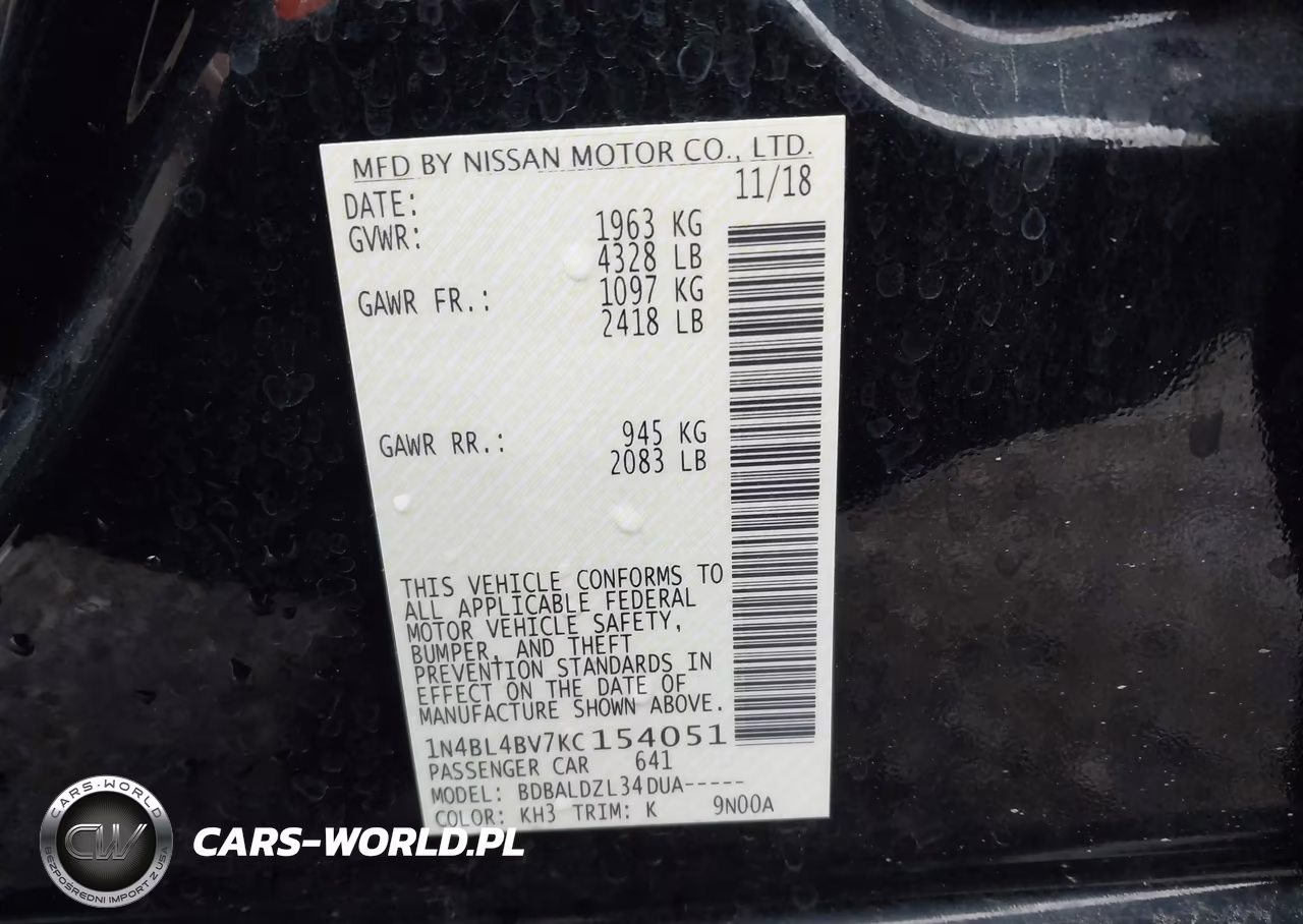 2019 Nissan Altima 2.5 S VIN:1N4BL4BV7KC154051 - 9