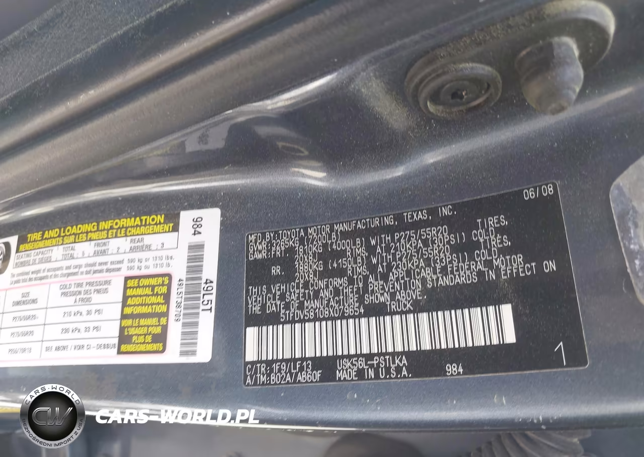 2008 Toyota Tundra Limited 5.7L V8 VIN:5TFDV58108X079654 - 9