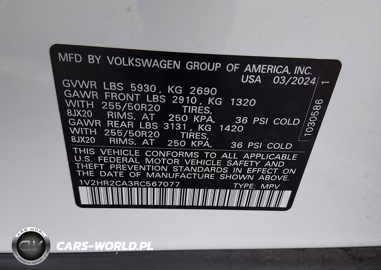 2024 Volkswagen Atlas 2.0T Se W-Technology VIN:1V2HR2CA3RC567077 - 9