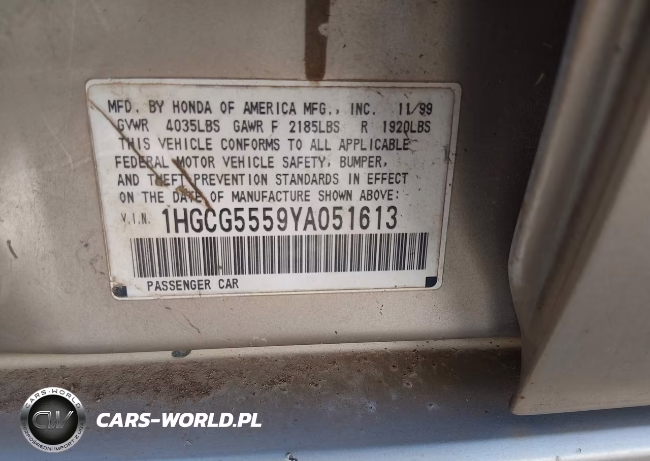 2000 Honda Accord 2.3 Ex VIN:1HGCG5559YA051613 - 9