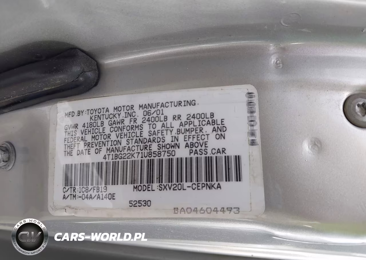 2001 Toyota Camry Le VIN:4T1BG22K71U858750 - 9