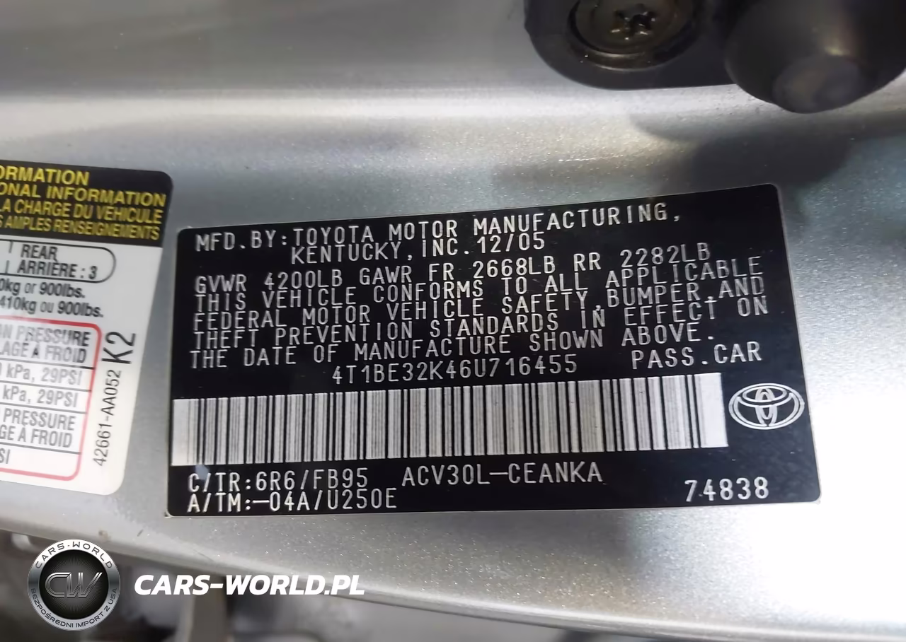 2006 Toyota Camry Le VIN:4T1BE32K46U716455 - 9