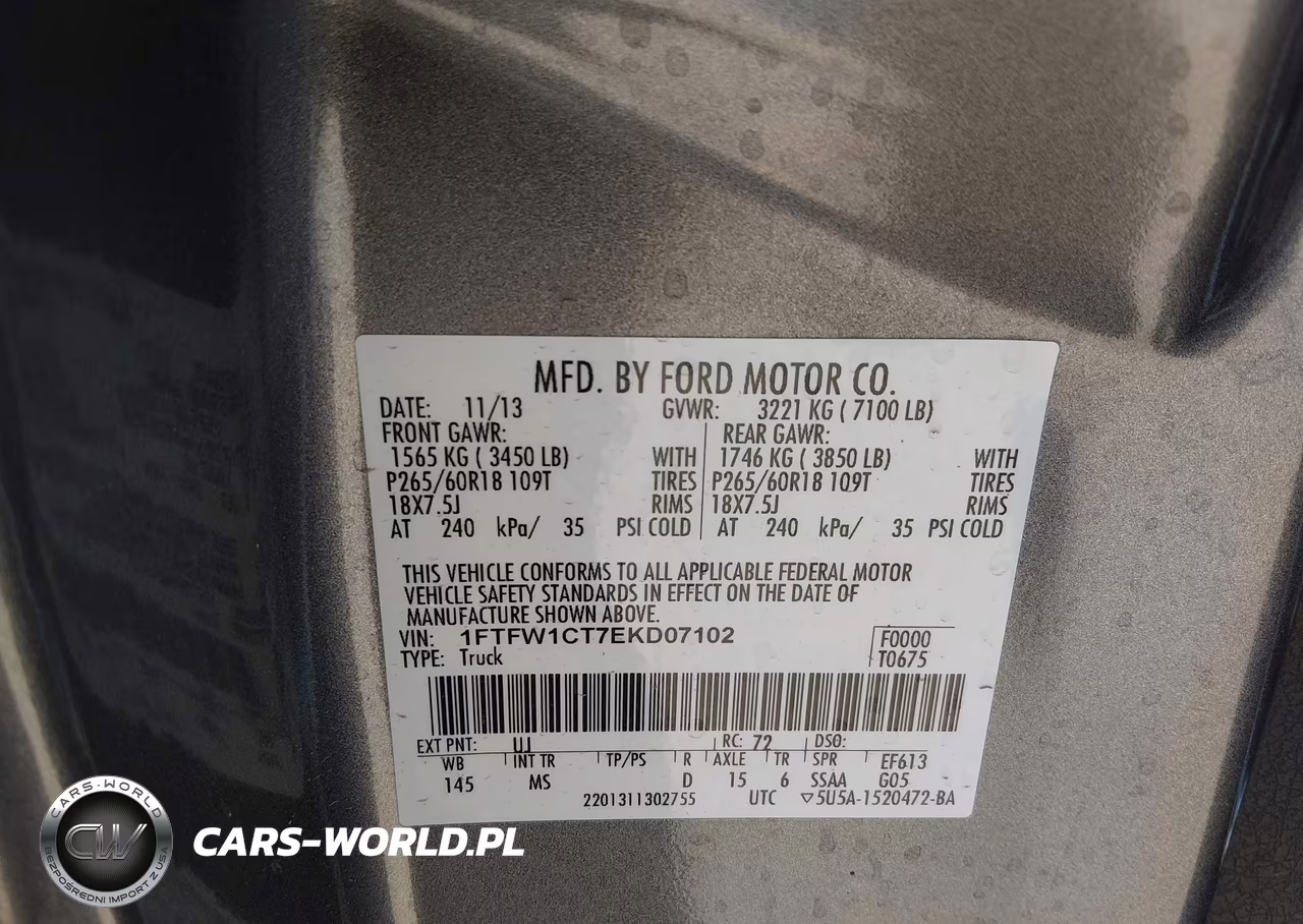 2014 Ford F-150 Xlt VIN:1FTFW1CT7EKD07102 - 9
