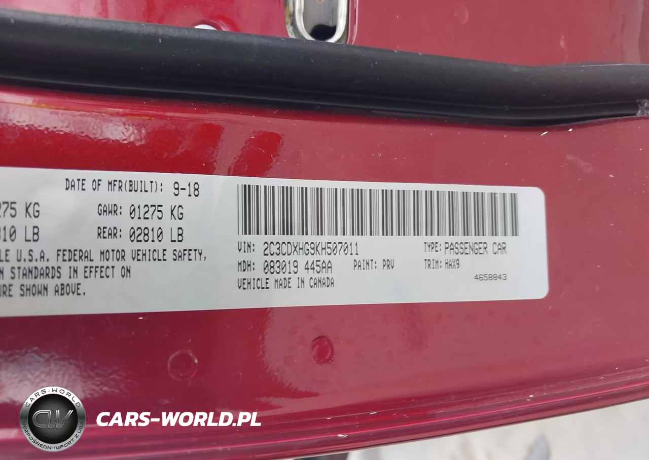 2019 Dodge Charger Gt Rwd VIN:2C3CDXHG9KH507011 - 9