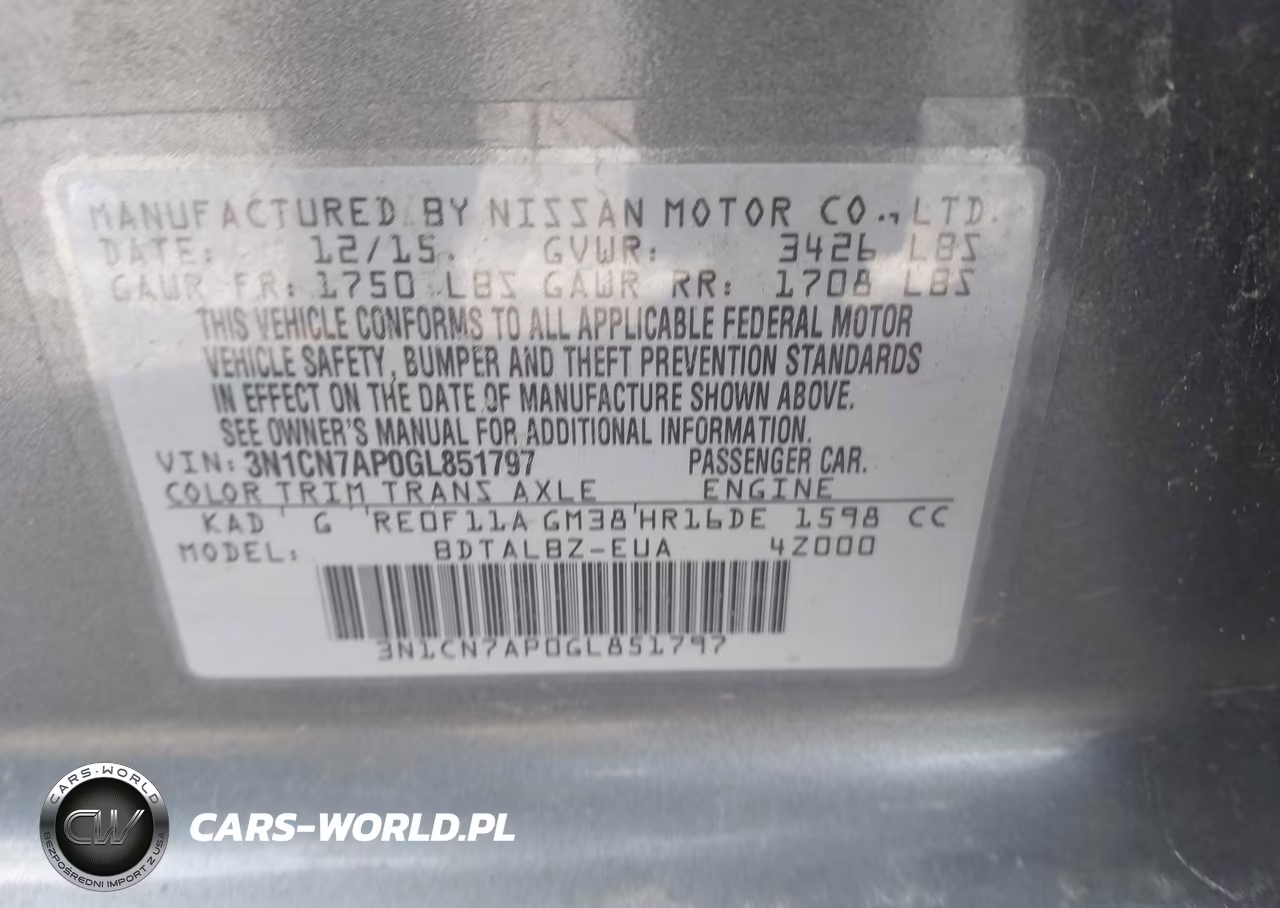 2016 Nissan Versa 1.6 Sv VIN:3N1CN7AP0GL851797 - 9