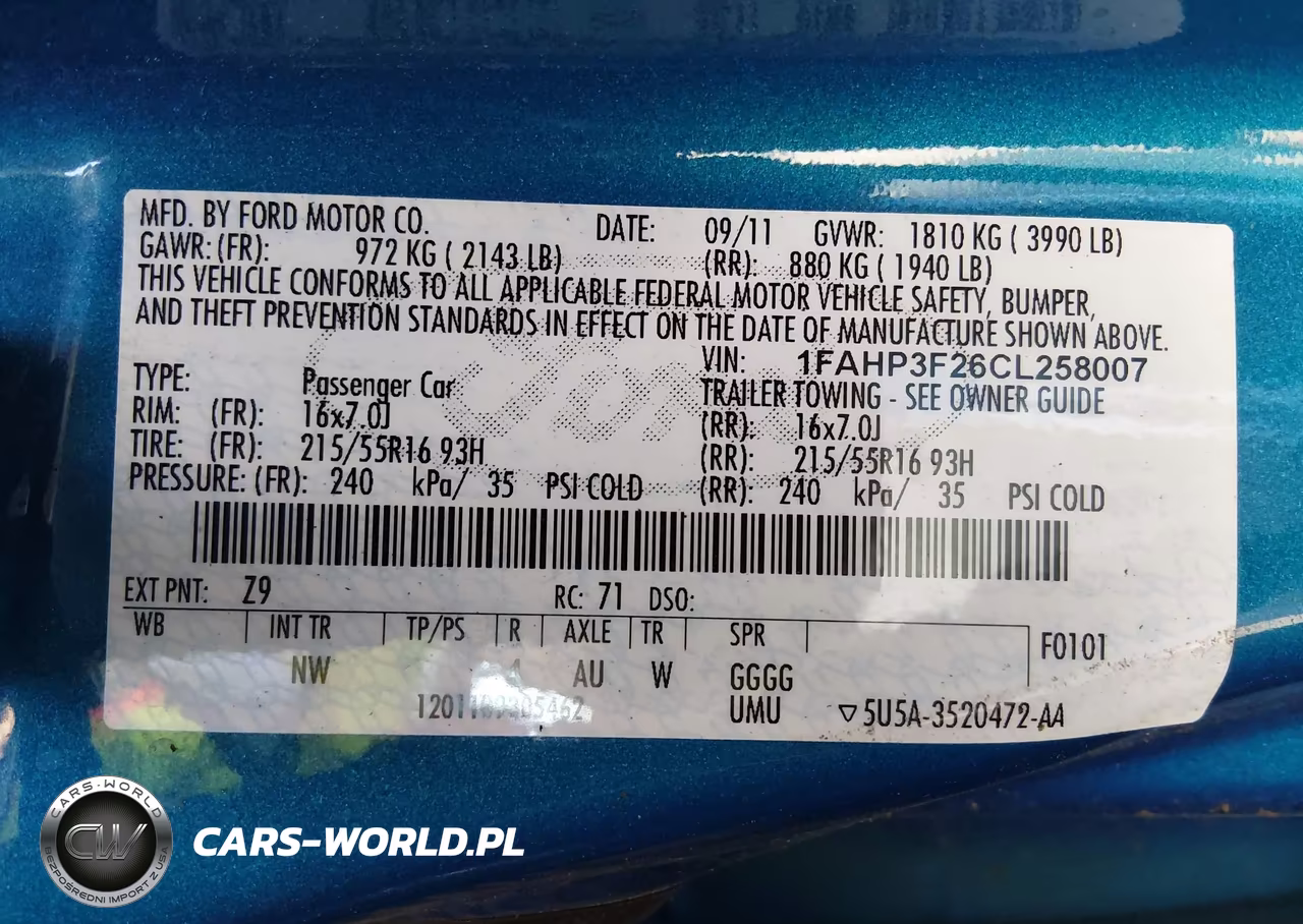2012 Ford Focus Se VIN:1FAHP3F26CL258007 - 9