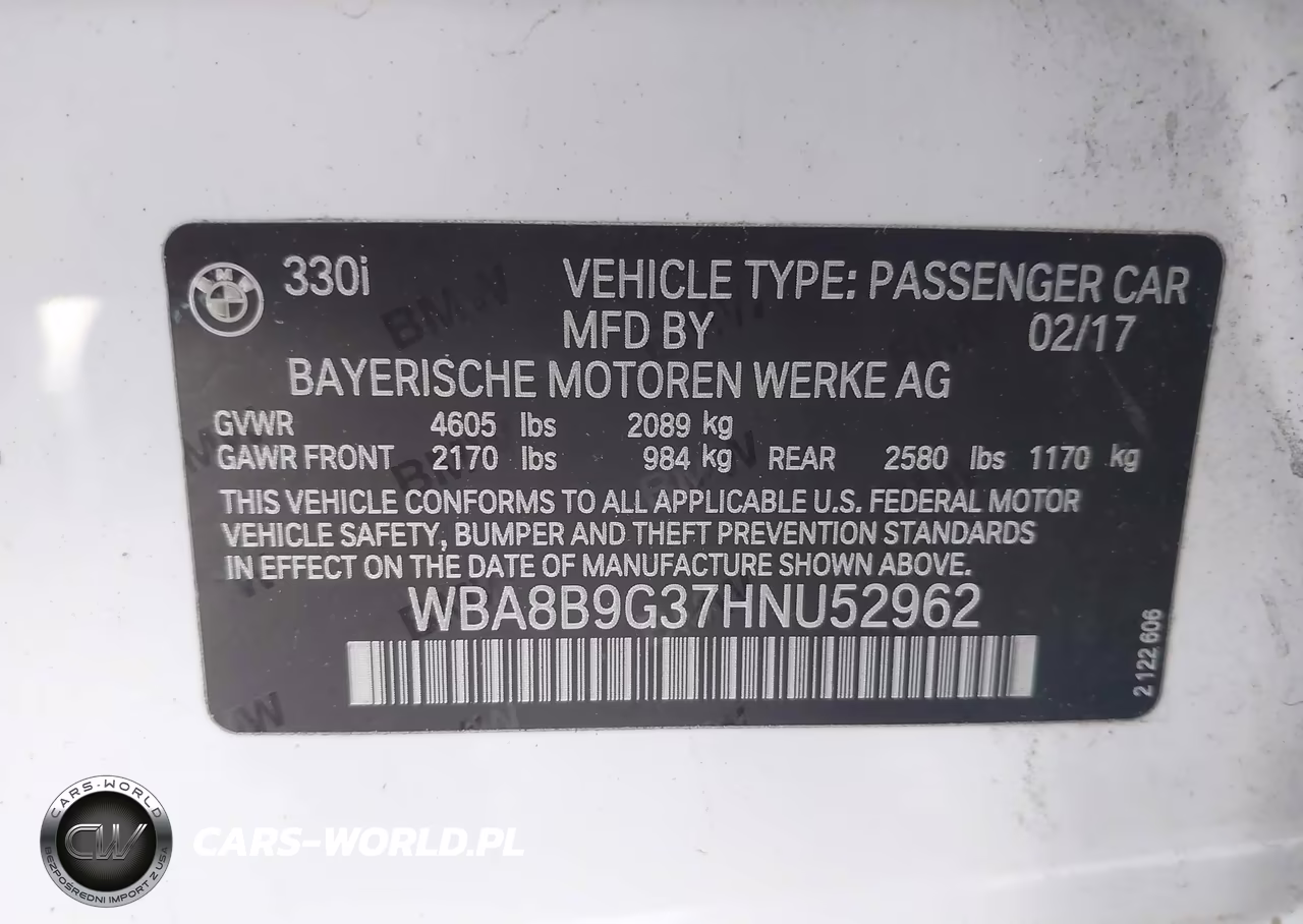 2017 BMW 330I VIN:WBA8B9G37HNU52962 - 9