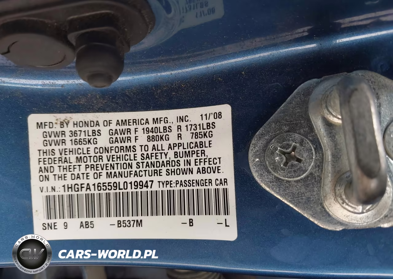 2009 Honda Civic Lx VIN:1HGFA16559L019947 - 9