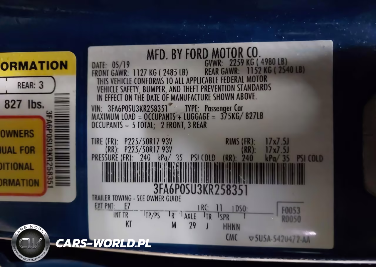 2019 Ford Fusion Energi Titanium VIN:3FA6P0SU3KR258351 - 9