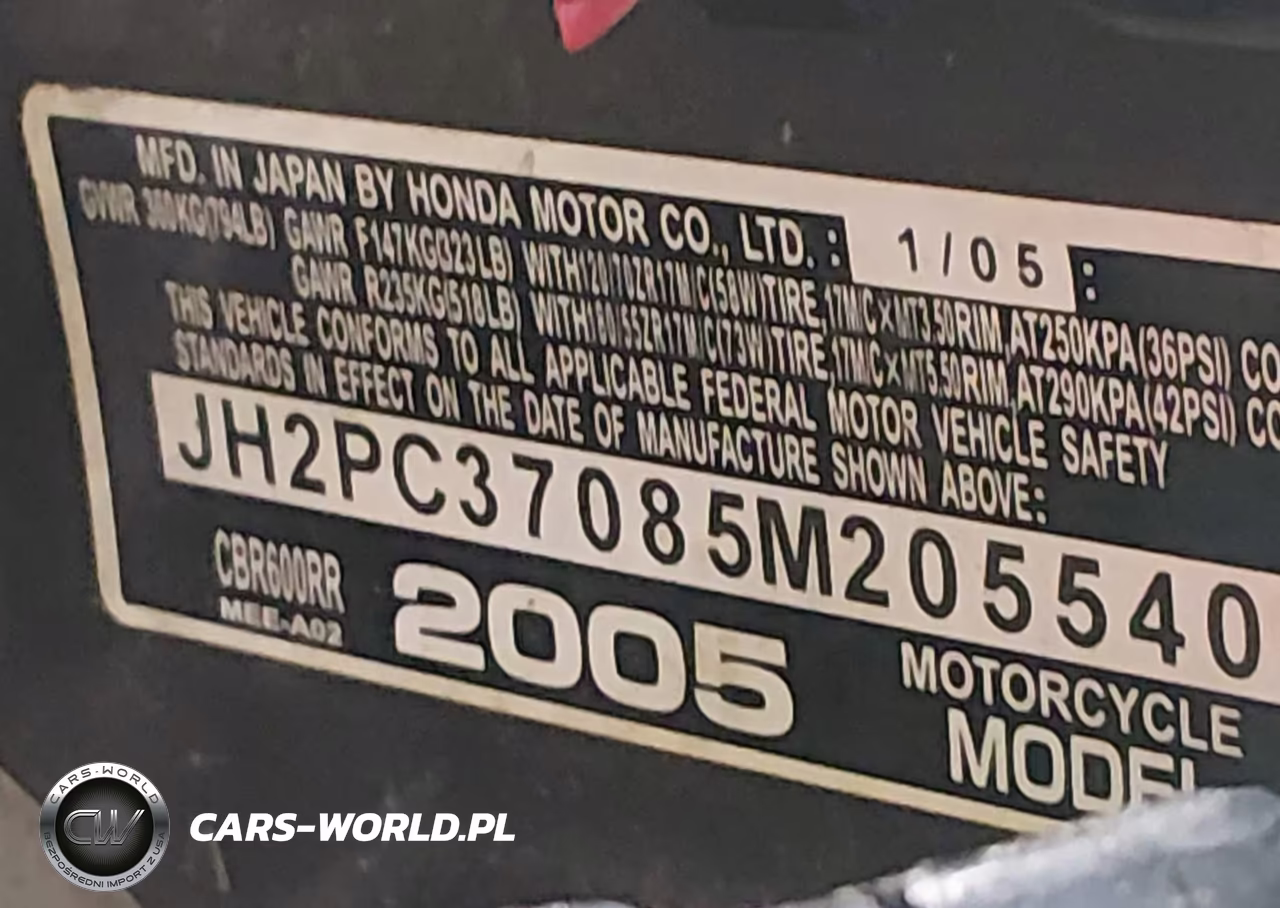 2005 Honda Cbr600 Rr VIN:JH2PC37085M205540 - 10