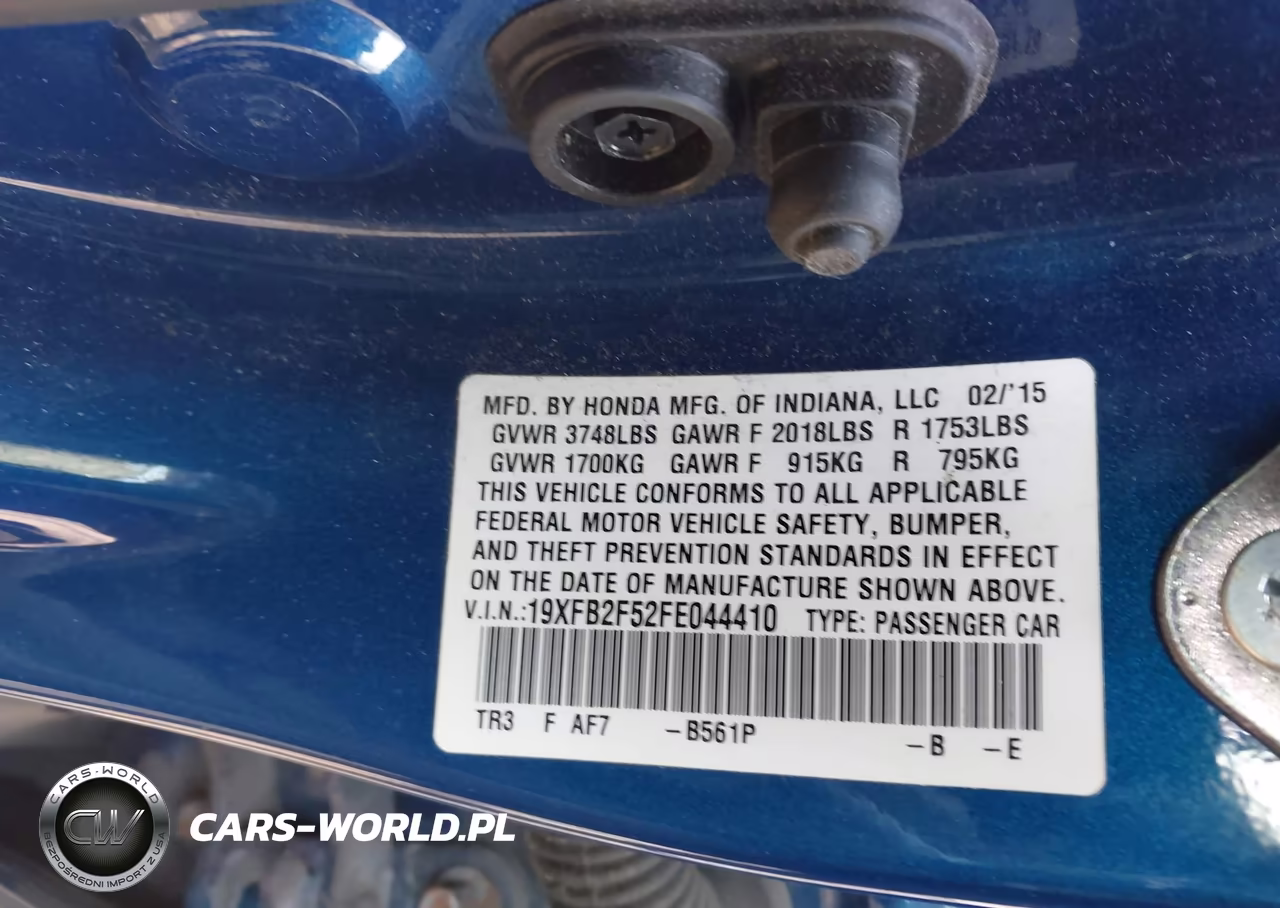 2015 Honda Civic Lx VIN:19XFB2F52FE044410 - 9