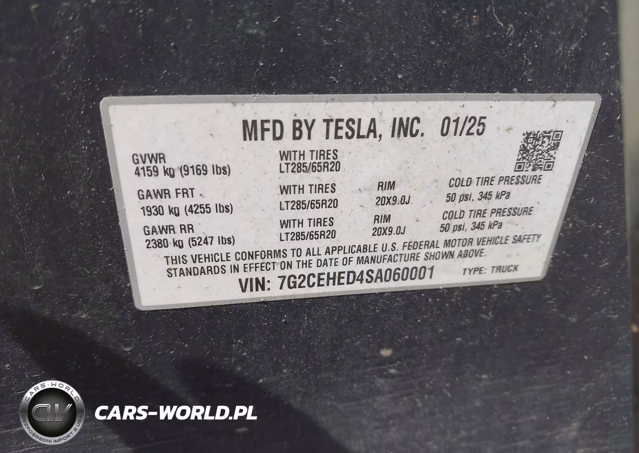 2025 Tesla Cybertruck All-Wheel Drive VIN:7G2CEHED4SA060001 - 9