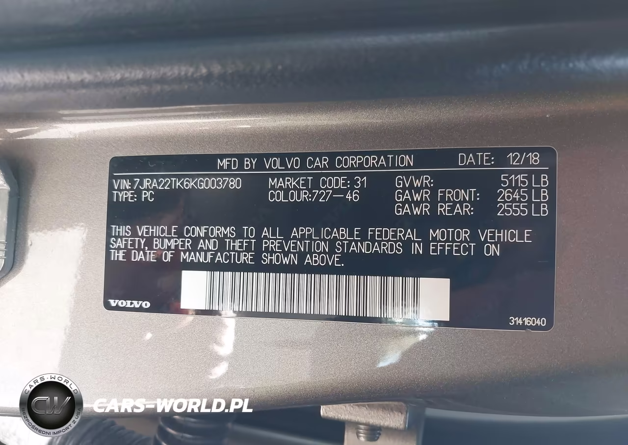 2019 Volvo S60 T6 Momentum VIN:7JRA22TK6KG003780 - 9