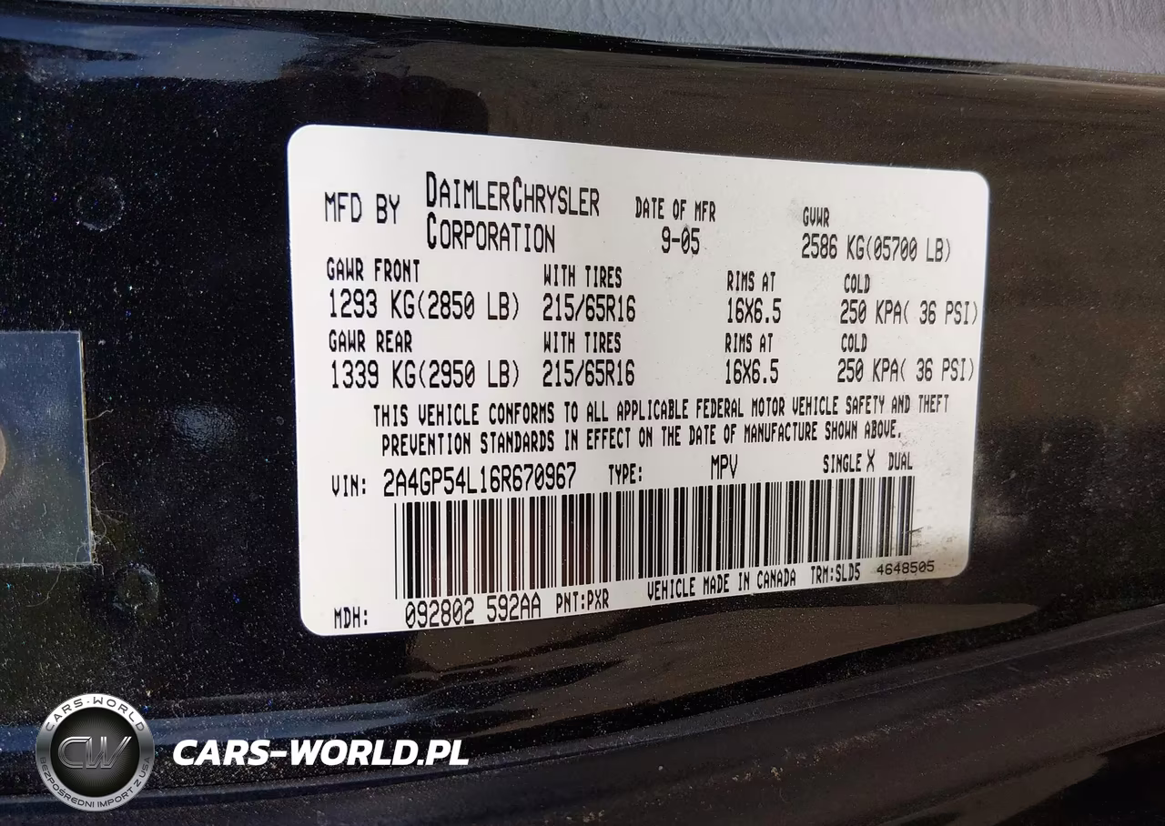2006 Chrysler Town & Country Touring VIN:2A4GP54L16R670967 - 9