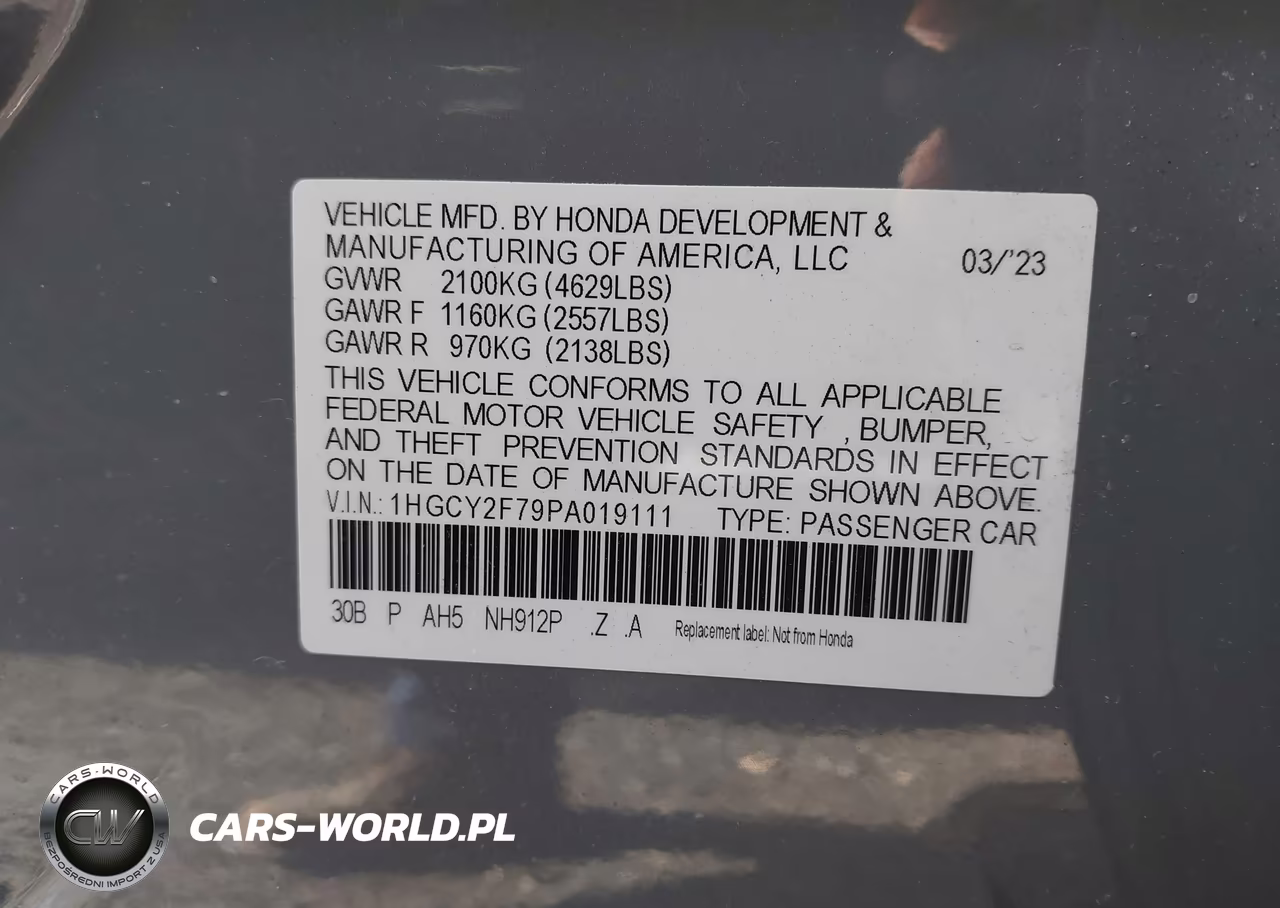 2023 Honda Accord Hybrid Sport-L VIN:1HGCY2F79PA019111 - 9