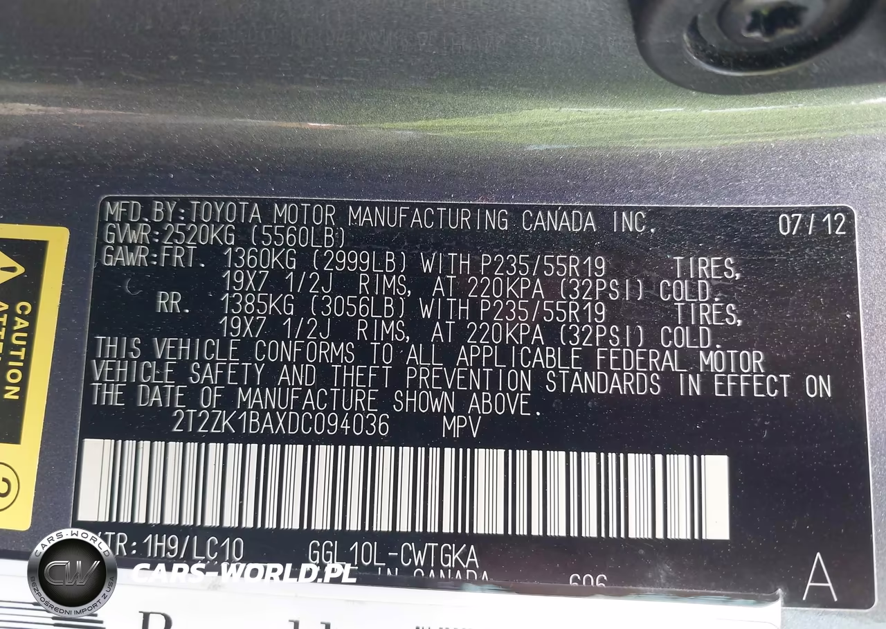 2013 Lexus Rx 350 VIN:2T2ZK1BAXDC094036 - 9