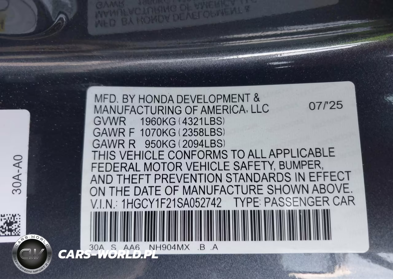 2025 Honda Accord Lx VIN:1HGCY1F21SA052742 - 9