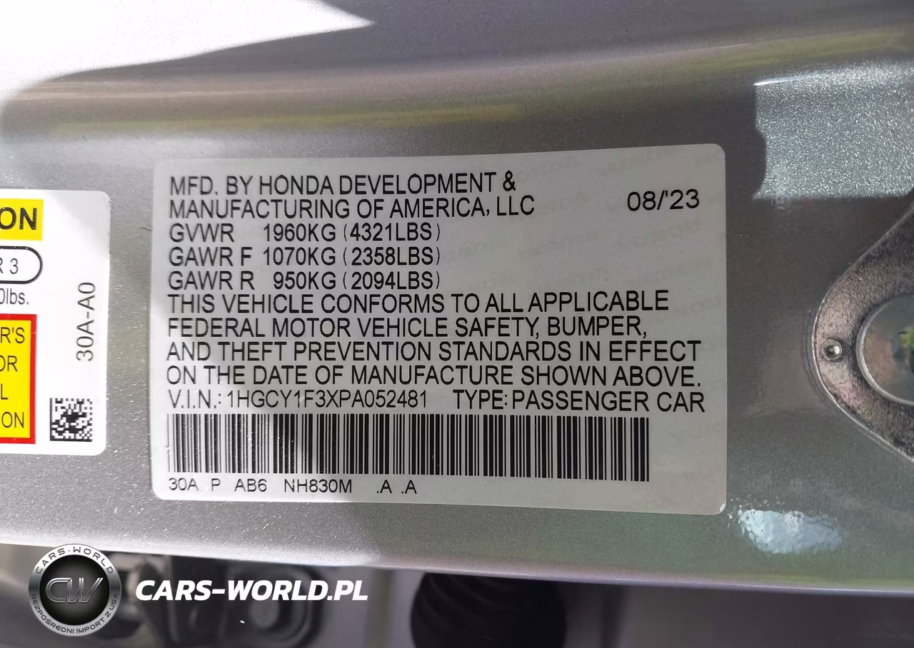 2023 Honda Accord Ex VIN:1HGCY1F3XPA052481 - 9