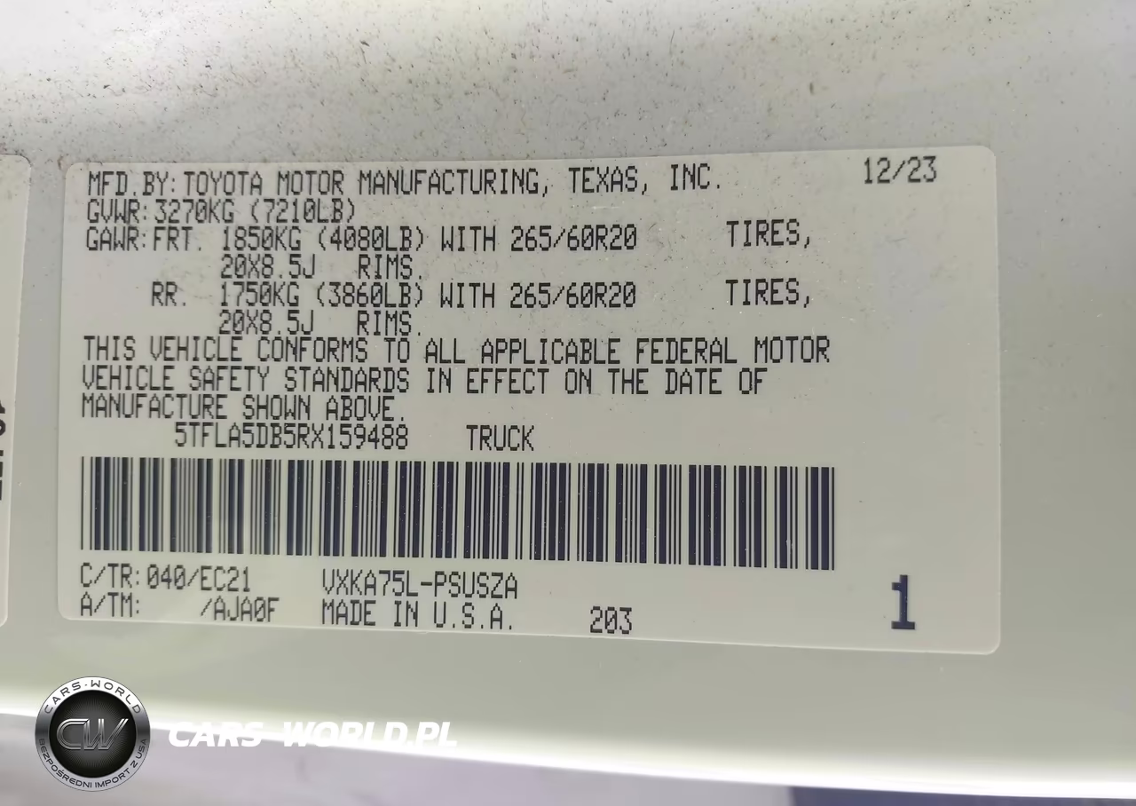 2024 Toyota Tundra Sr5 VIN:5TFLA5DB5RX159488 - 9