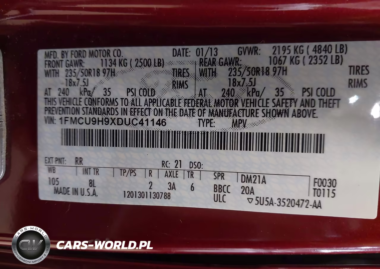 2013 Ford Escape Sel VIN:1FMCU9H9XDUC41146 - 9