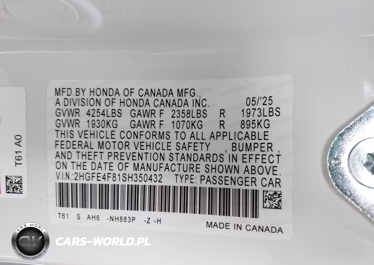 2025 Honda Civic Hybrid Sport-Sport Touring VIN:2HGFE4F81SH350432 - 9
