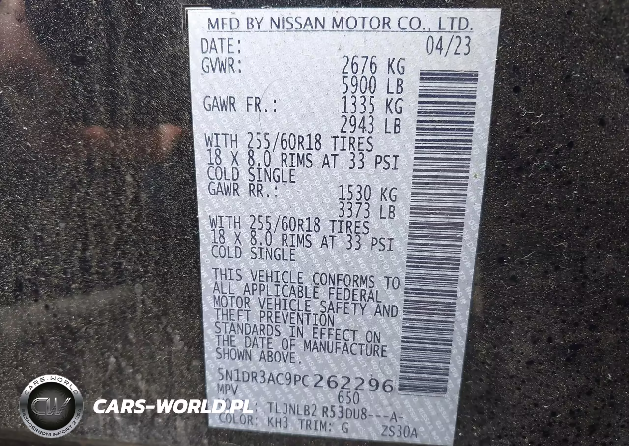 2023 Nissan Pathfinder S 4Wd VIN:5N1DR3AC9PC262296 - 9