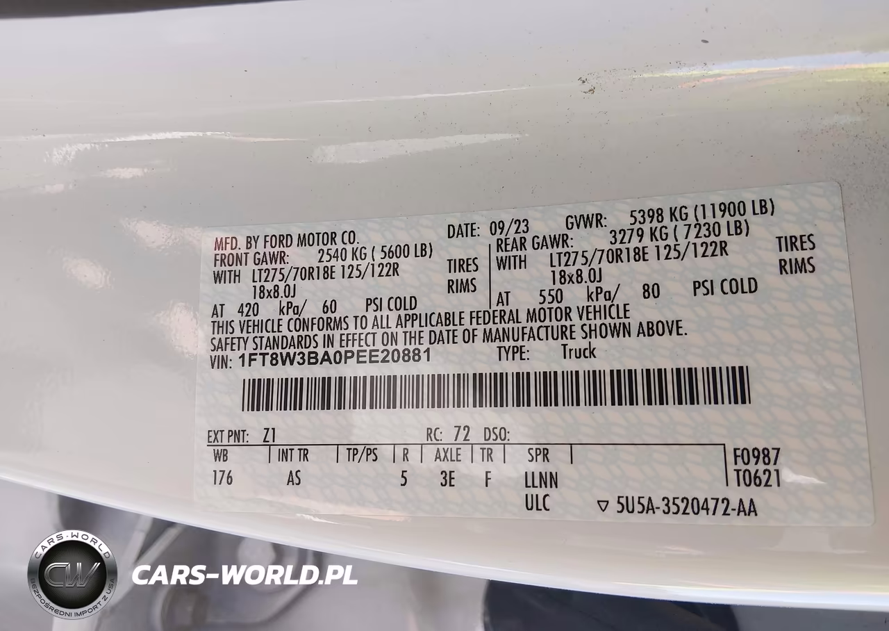 2023 Ford F-350 Xl VIN:1FT8W3BA0PEE20881 - 8