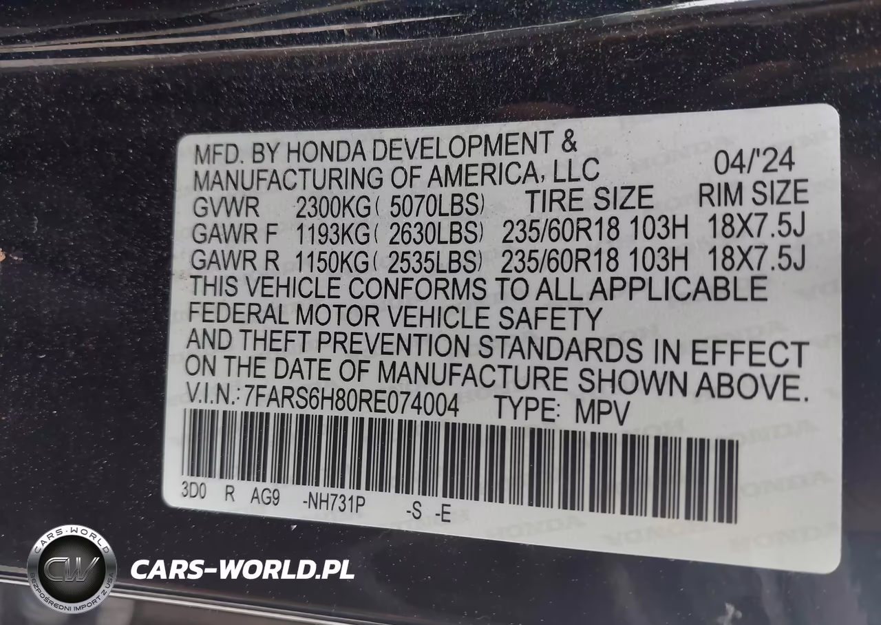 2024 Honda Cr-V Hybrid Sport-L VIN:7FARS6H80RE074004 - 9