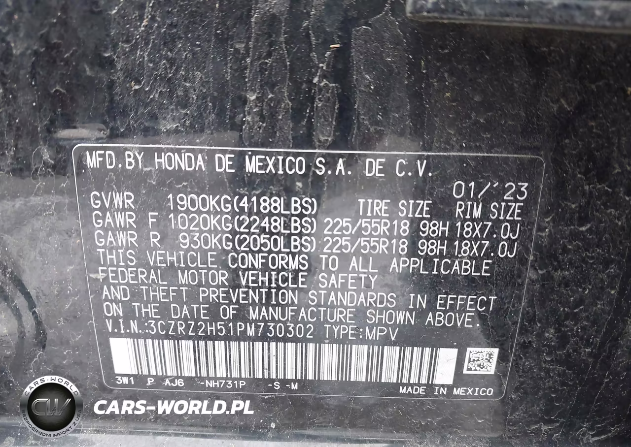 2023 Honda Hr-V Awd Sport VIN:3CZRZ2H51PM730302 - 9