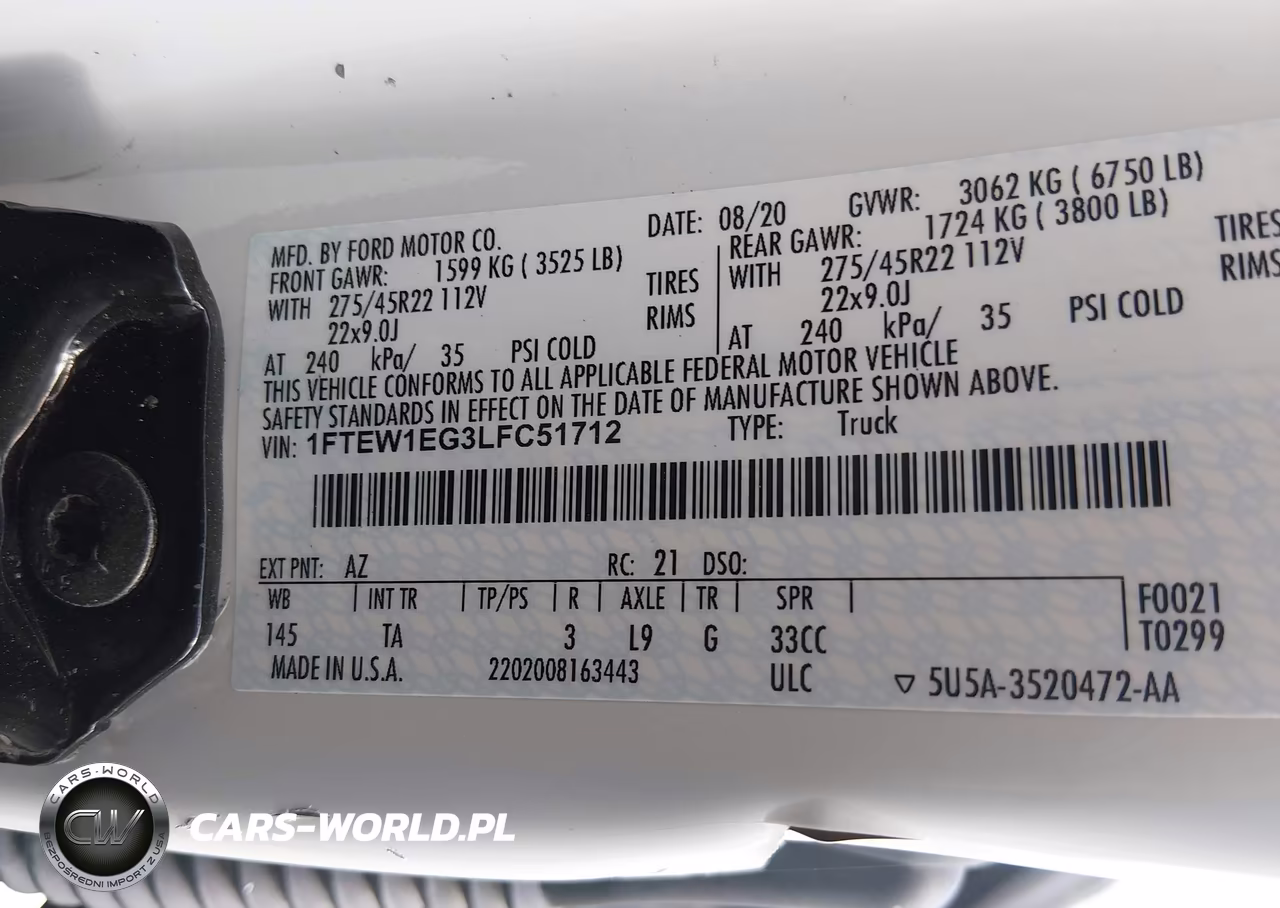 2020 Ford F-150 Limited VIN:1FTEW1EG3LFC51712 - 9