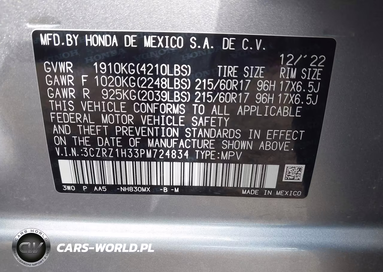 2023 Honda Hr-V 2Wd Lx VIN:3CZRZ1H33PM724834 - 9