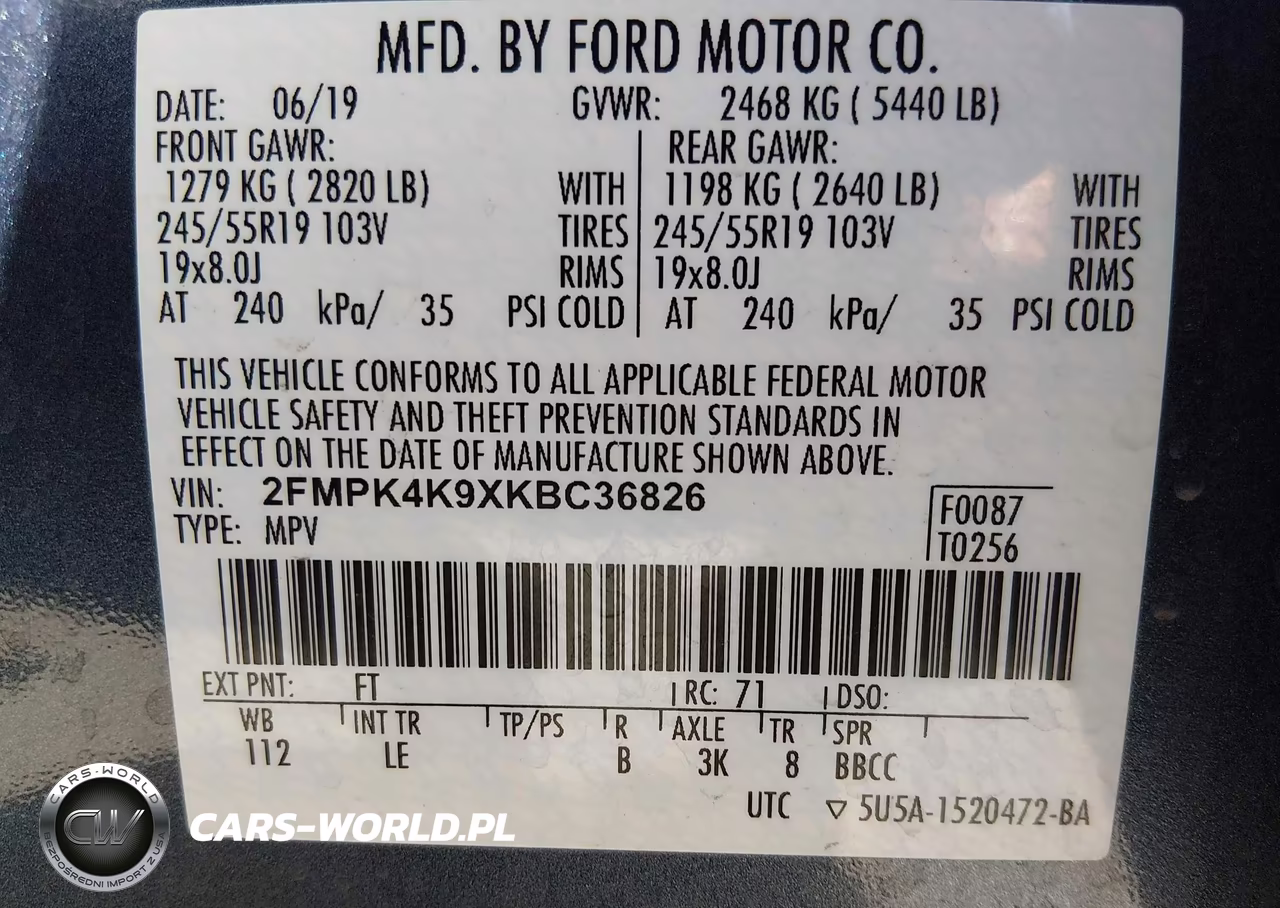 2019 Ford Edge Titanium VIN:2FMPK4K9XKBC36826 - 9