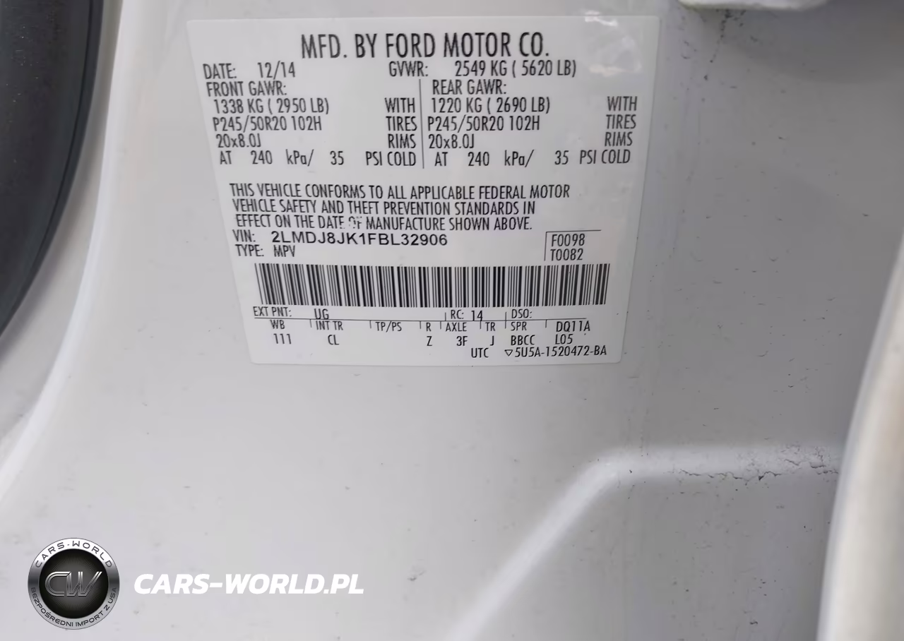 2015 Lincoln Mkx VIN:2LMDJ8JK1FBL32906 - 9