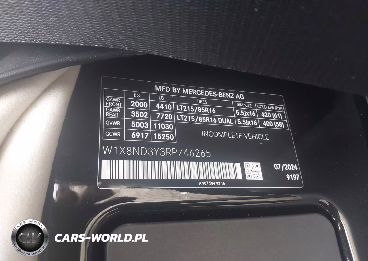 2024 Mercedes-Benz Sprinter 3500Xd High Roof 4-Cyl Diesel Ho VIN:W1X8ND3Y3RP746265 - 9
