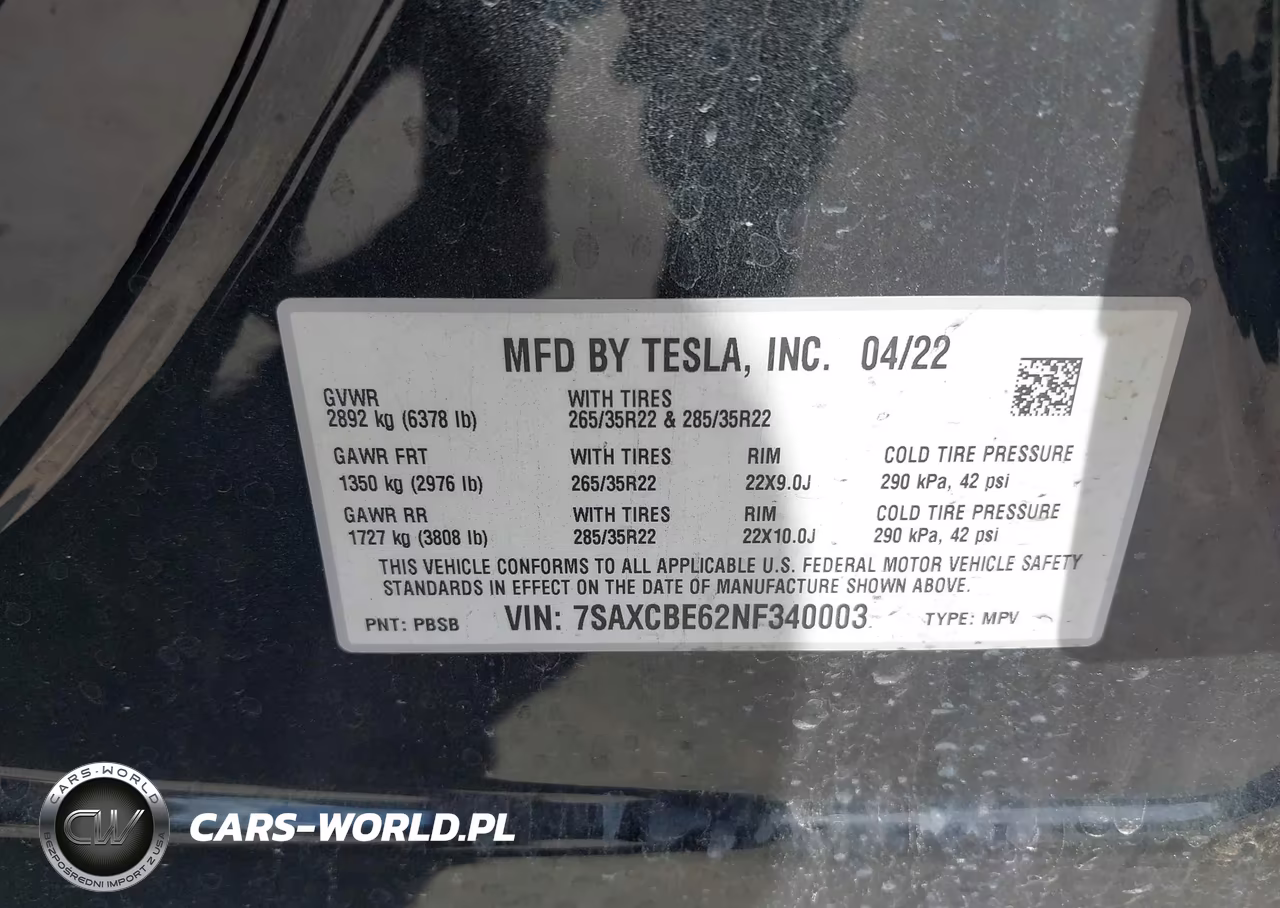 2022 Tesla Model X Plaid Tri Motor All-Wheel Drive VIN:7SAXCBE62NF340003 - 9
