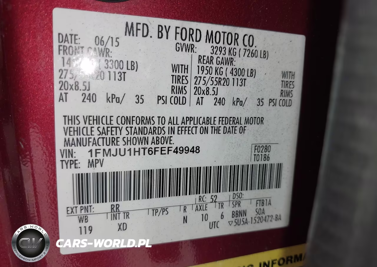 2015 Ford Expedition Xlt VIN:1FMJU1HT6FEF49948 - 9