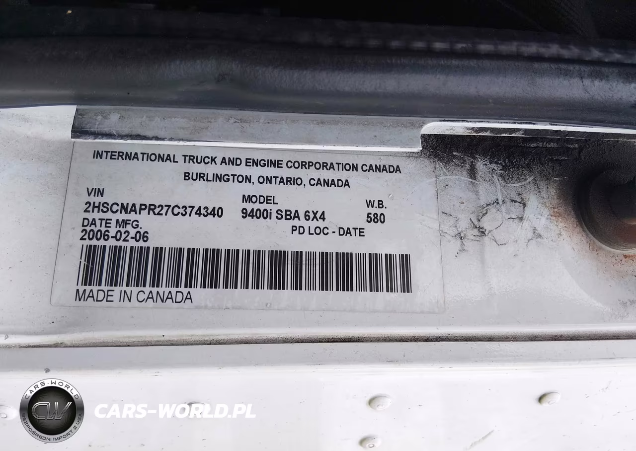 2007 International 9400 9400I VIN:2HSCNAPR27C374340 - 9