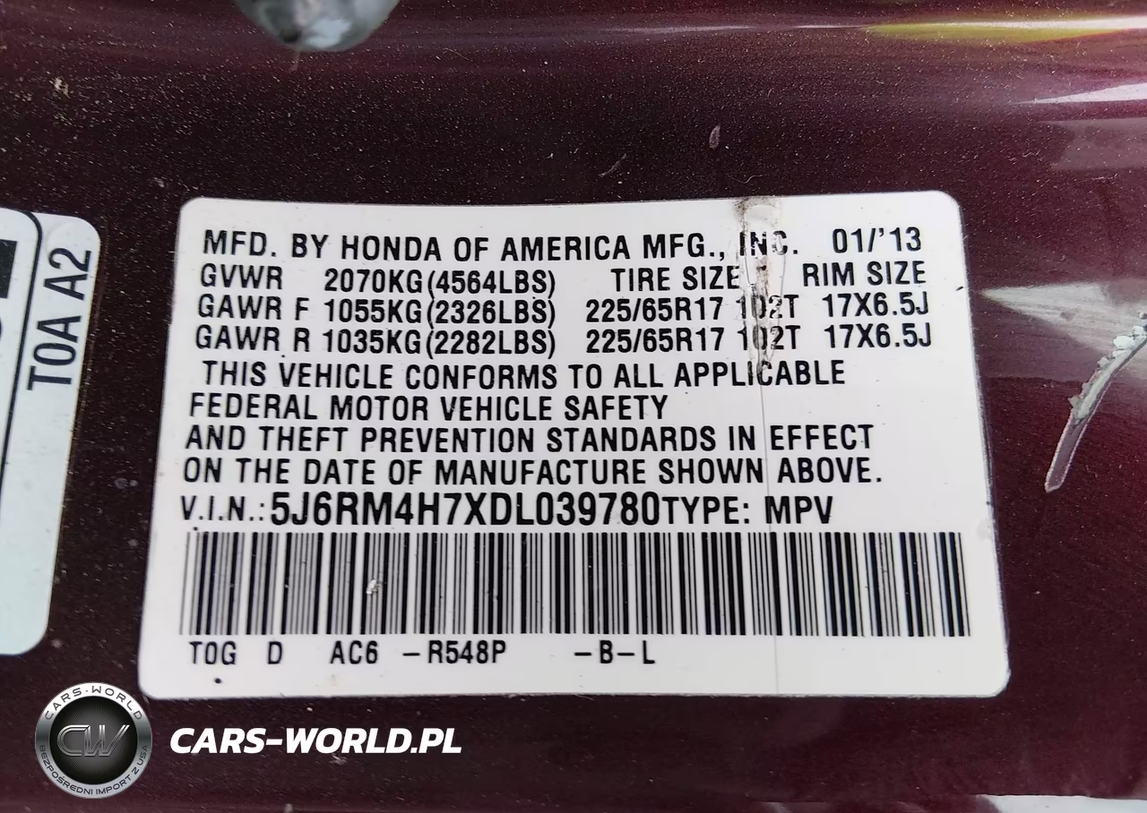 2013 Honda Cr-V Ex-L VIN:5J6RM4H7XDL039780 - 9