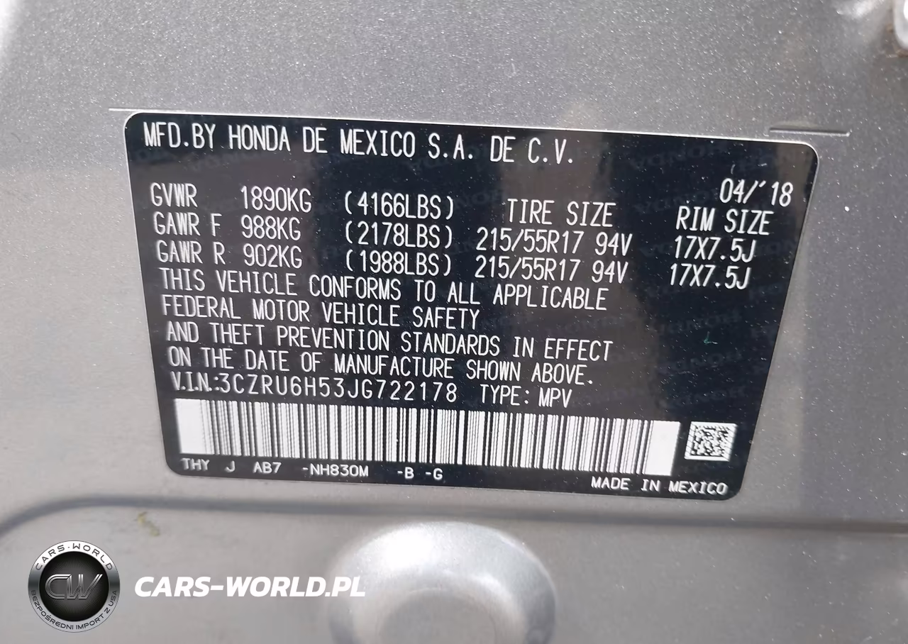 2018 Honda Hr-V Ex VIN:3CZRU6H53JG722178 - 9