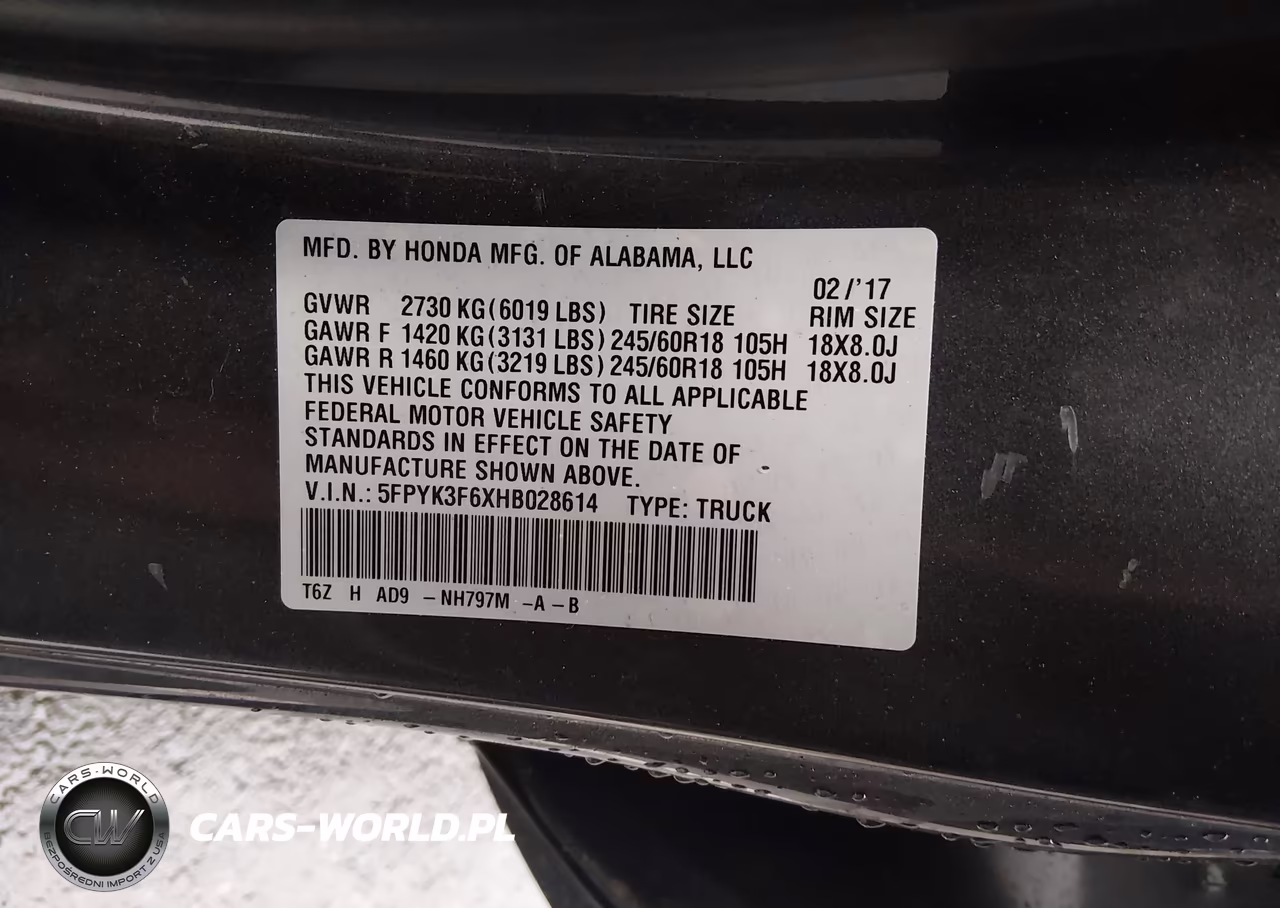 2017 Honda Ridgeline Rtl-T VIN:5FPYK3F6XHB028614 - 9