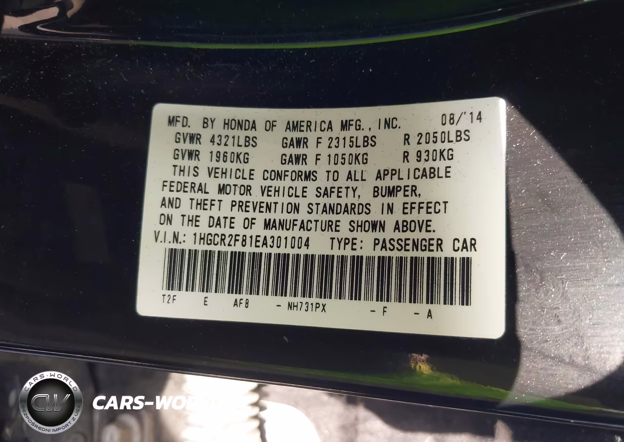 2014 Honda Accord Ex-L VIN:1HGCR2F81EA301004 - 9