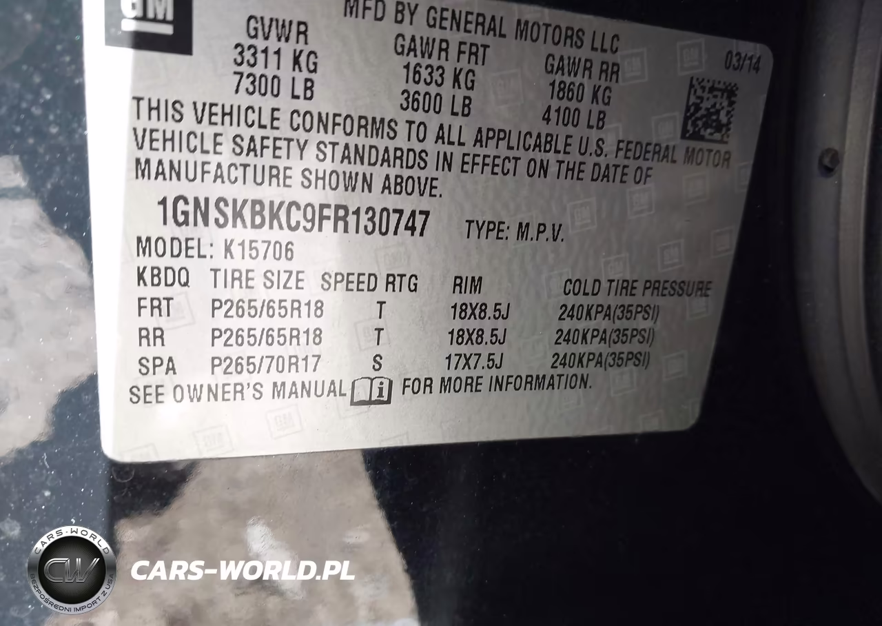 2015 Chevrolet Tahoe Lt VIN:1GNSKBKC9FR130747 - 9