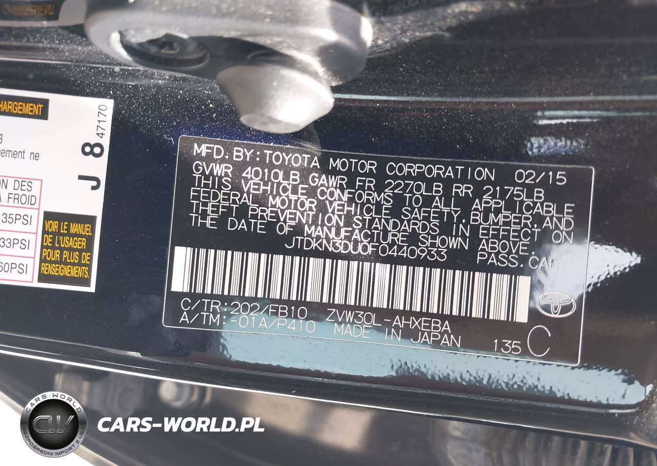 2015 Toyota Prius Two VIN:JTDKN3DU0F0440933 - 9