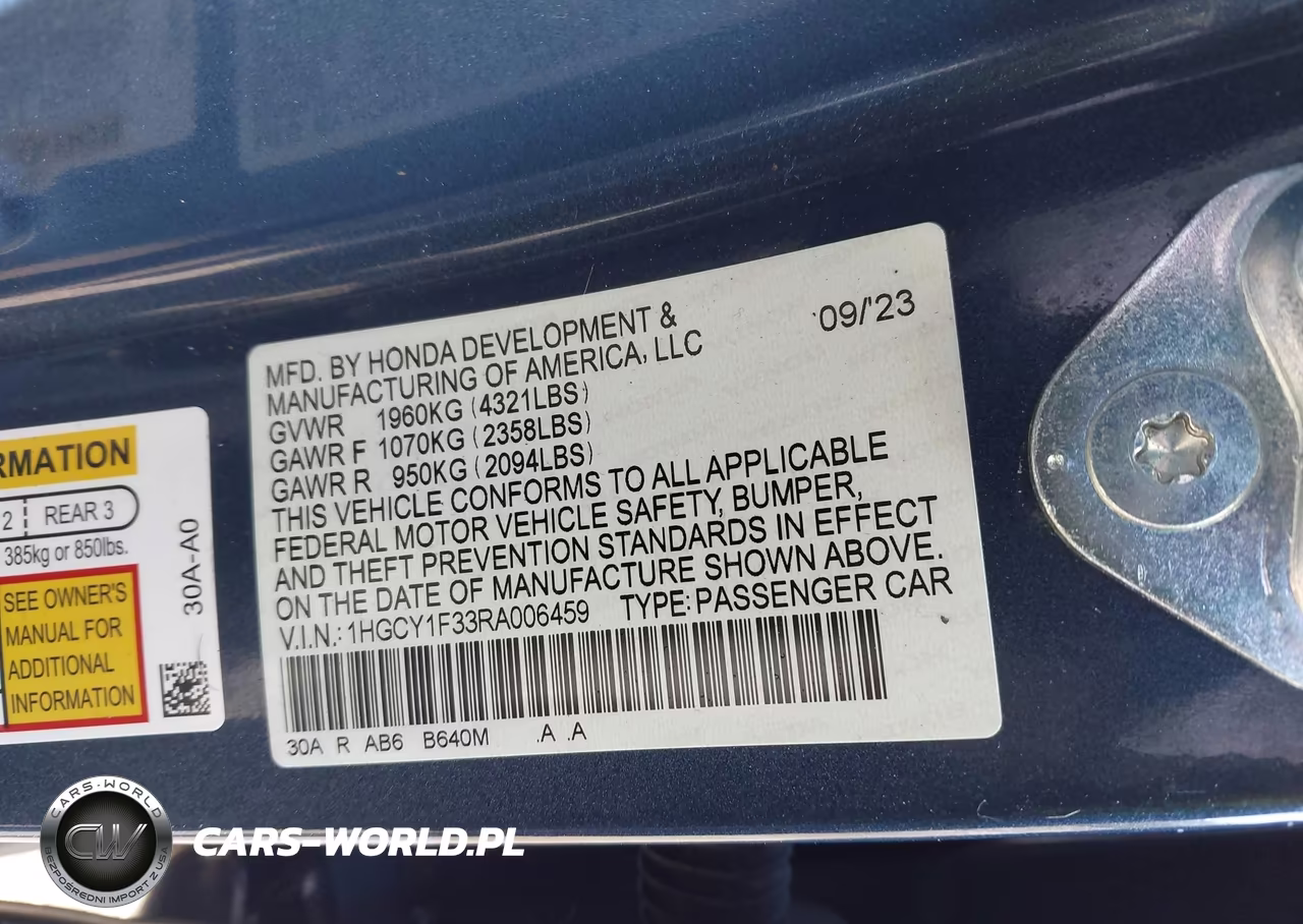 2024 Honda Accord Ex VIN:1HGCY1F33RA006459 - 9